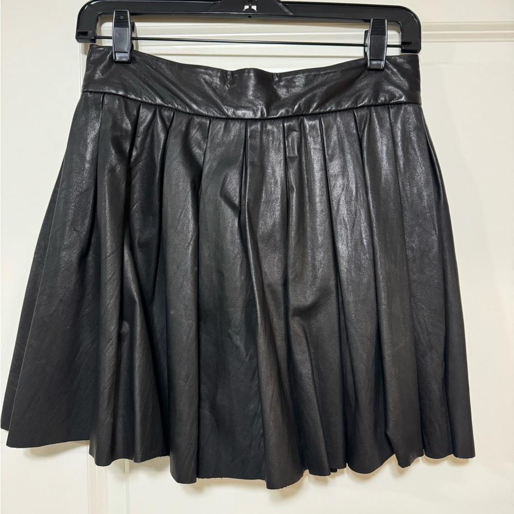 Alice and Olivia Character Vegan Leather A-Line Skirt
